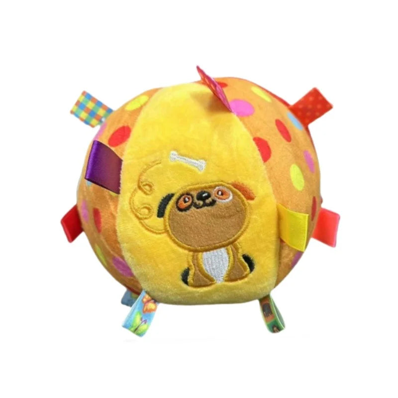 Squeaky Plush Dog Ball Toy With Colorful Ribbons Bite Resistant Interactive Chew Toy For Puppy Training Play