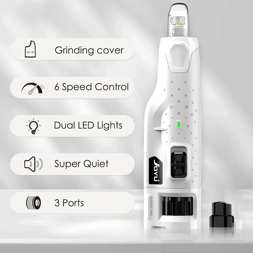 Levigatore per unghie cani silenzioso 6 velocità con 2 LED e protezione polvere