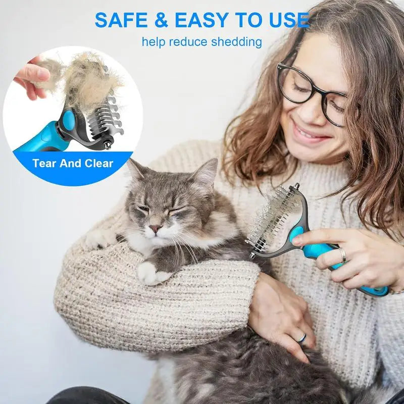 Spazzola 2 in 1 per cani e gatti – Rimuove peli, nodi e sottopelo