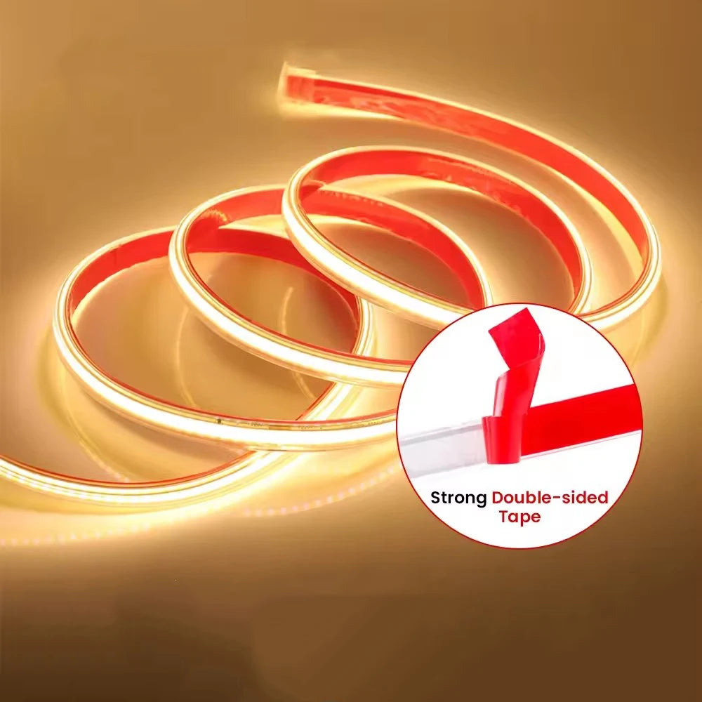 Striscia LED COB 220V con interruttore e spina EU – luce bianca calda o fredda