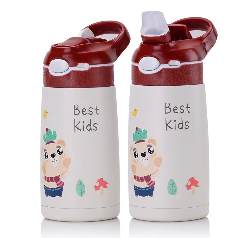 Borraccia termica 400 ml per bambini in acciaio inox 316 con cannuccia a becco
