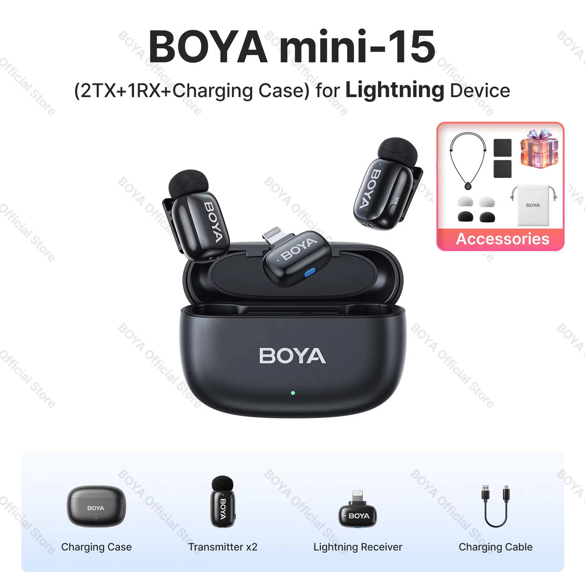 Microfono Lavalier Wireless 2.4 GHz per iPhone, iPad e Android Type‑C