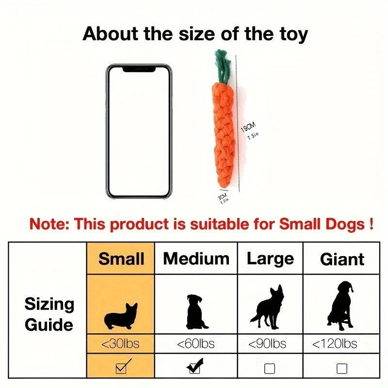 Gioco a Nodo a Forma di Carota per Cani e Gatti – Corda di Cotone