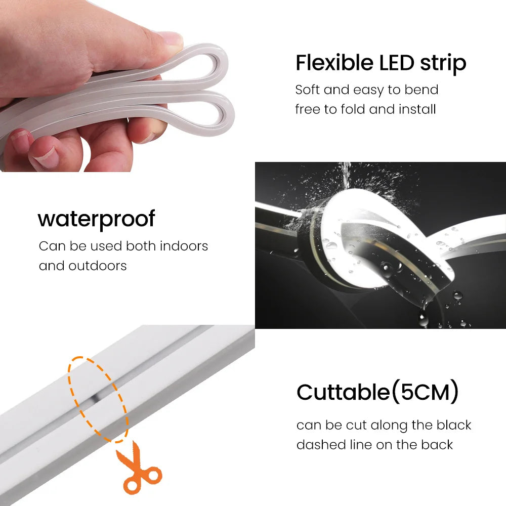 Striscia LED Neon Flexibile 12V/24V Waterproof, 9 Colori, 120 LED/m