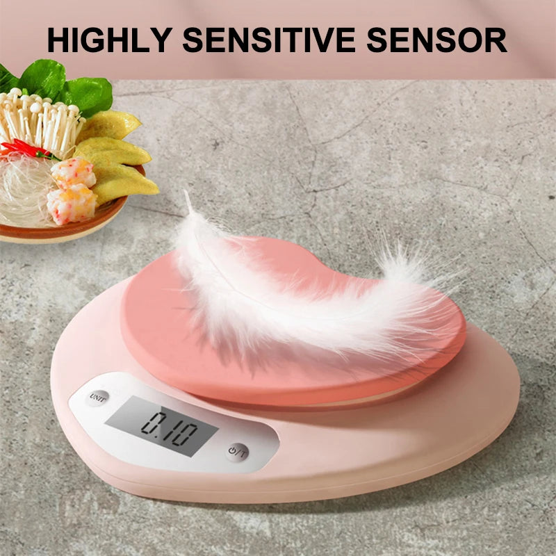 Bilancia da cucina digitale portatile a forma di cuore, rosa, precisione 1 g…