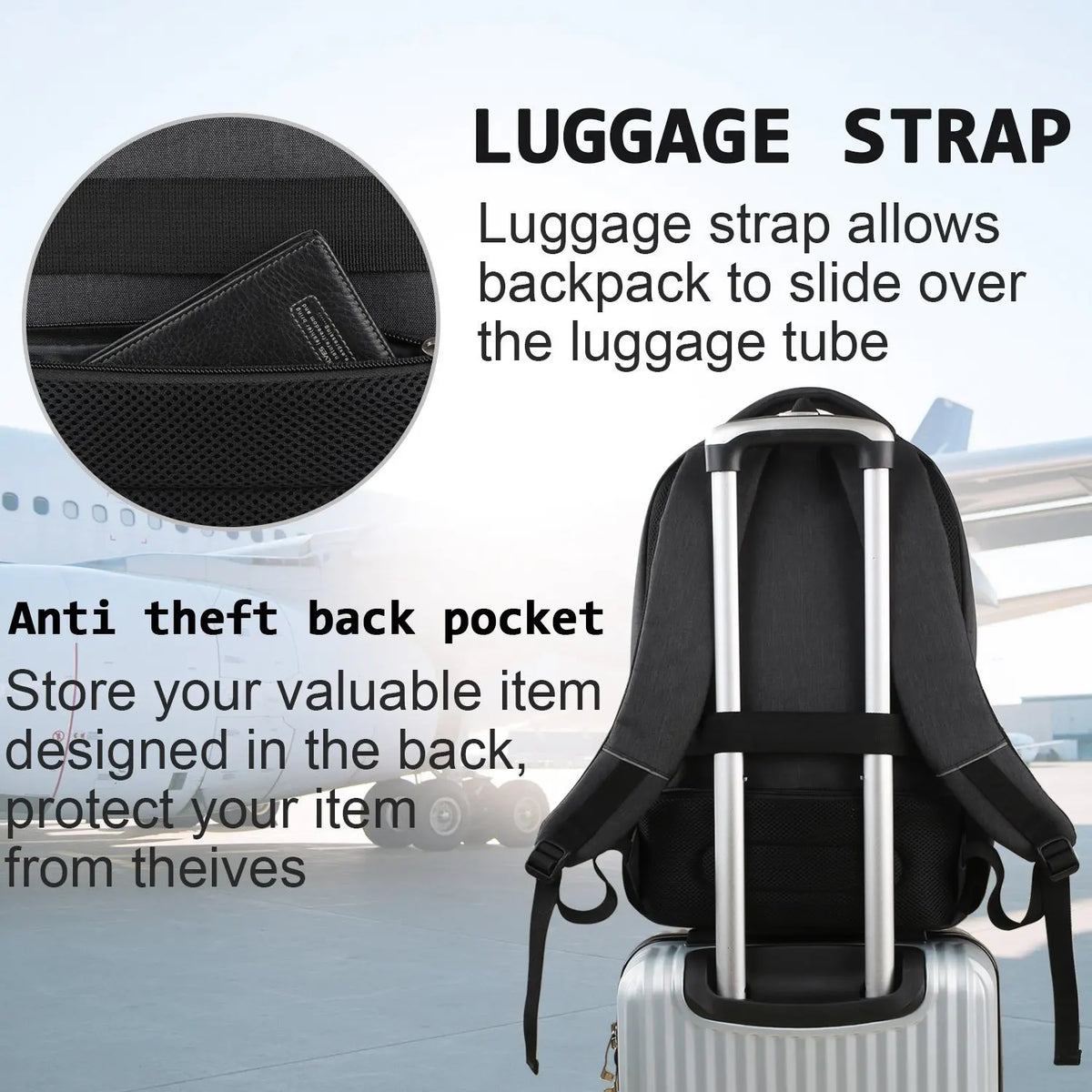 Sac à dos homme voyage grande capacité imperméable compartiments ordinateur portable