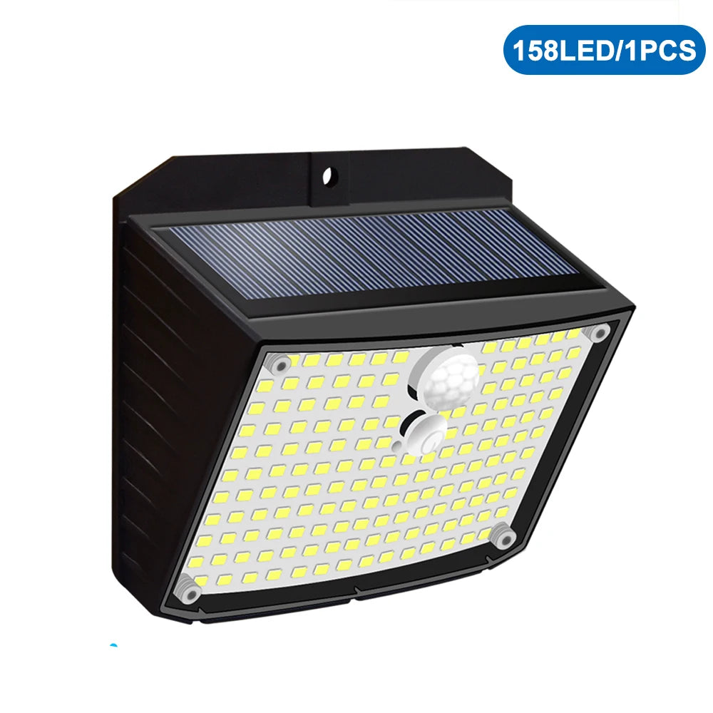 Lampada da Parete Solare LED per Esterni – 3 Modalità, IP65, 138‑208 LED