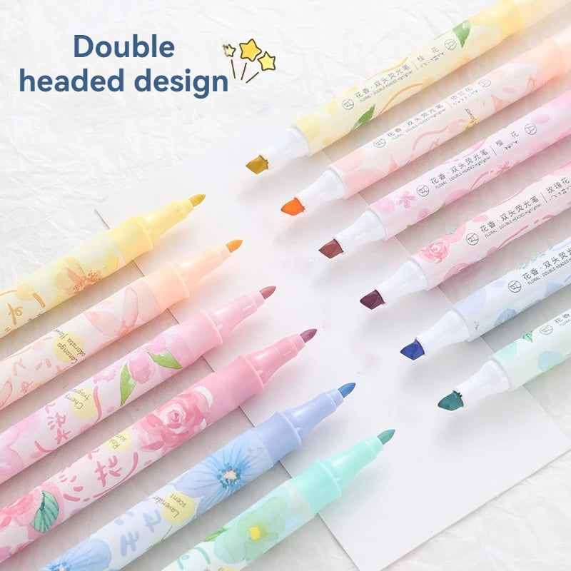 6 Pennelli Highlight Doppia Testa Colori Pastello per Scuola e Ufficio