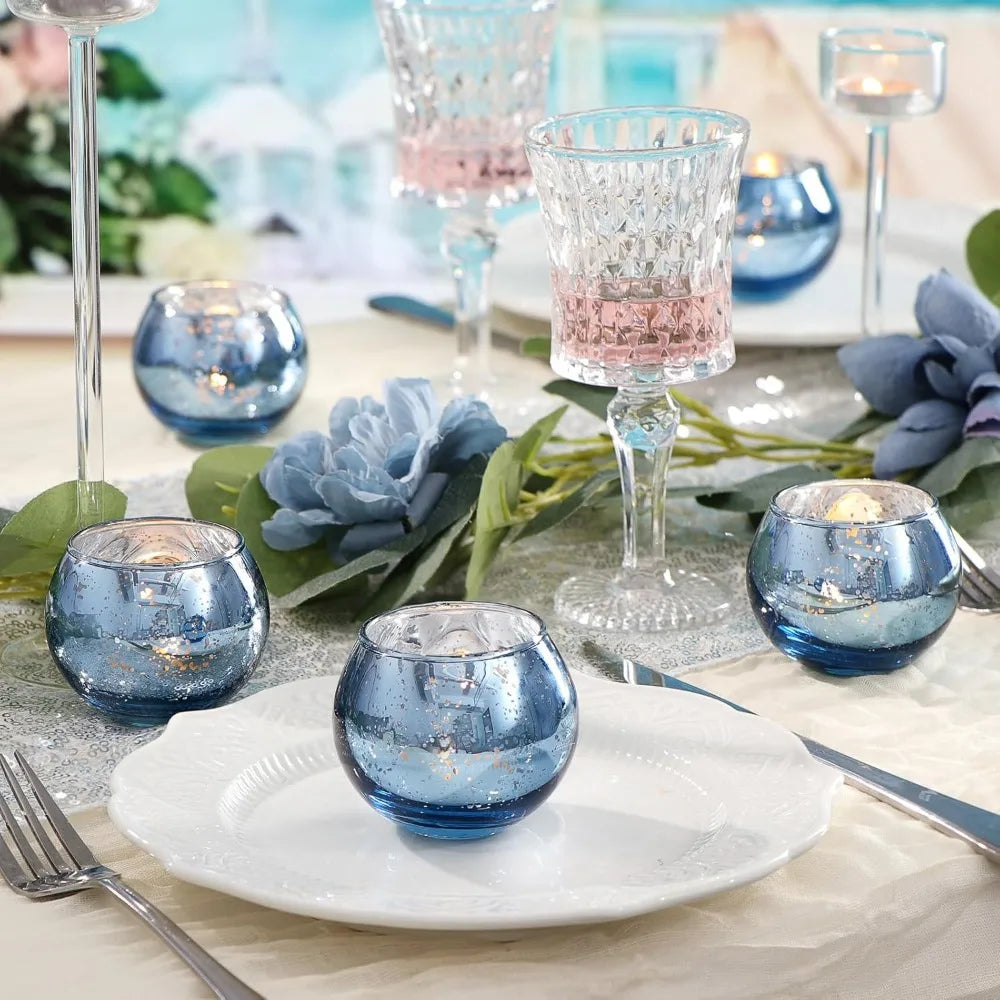 6/12 Pezzi Portacandele Votivi Vetro Mercury - Decorazione Tavola Matrimonio