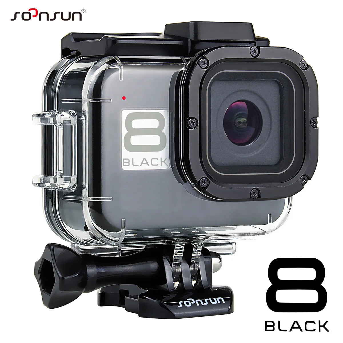 Custodia impermeabile 60 m per GoPro Hero 8 Black con doppio slot cold shoe