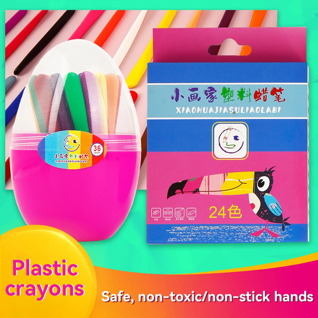 Set di 36 matite colorate triangolari cancellabili per bambini, mani pulite