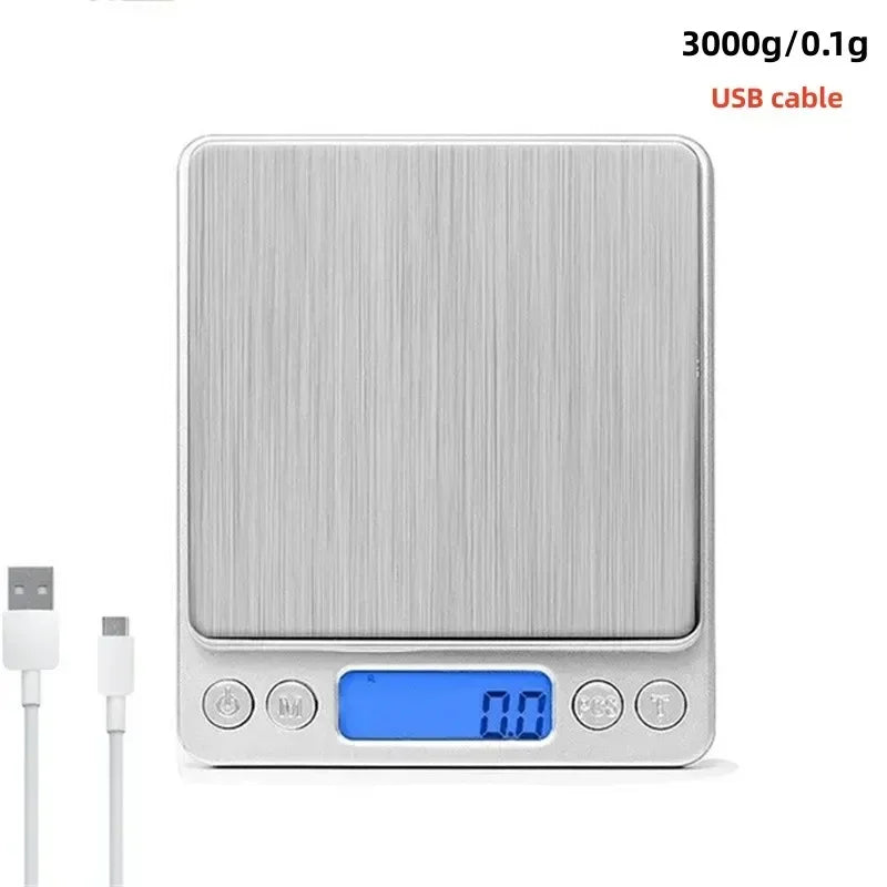 Bilancia digitale da cucina con display LED, conteggio, 3 kg, ricarica a…