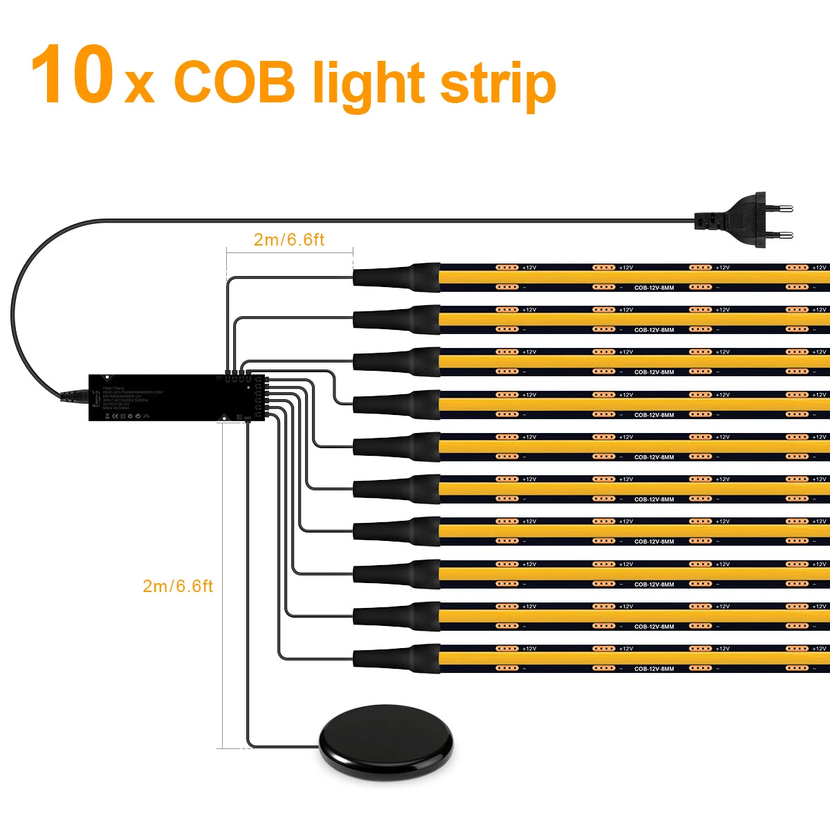Striscia LED dimmerabile touch nera PCB COB per pannelli in legno e vetro