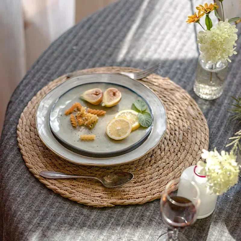 Handwoven Rattan Placemats - Heat Resistant Natural Table Mats for Dining, Kitchen, Wedding & Home Decor, Eco-Friendly Woven