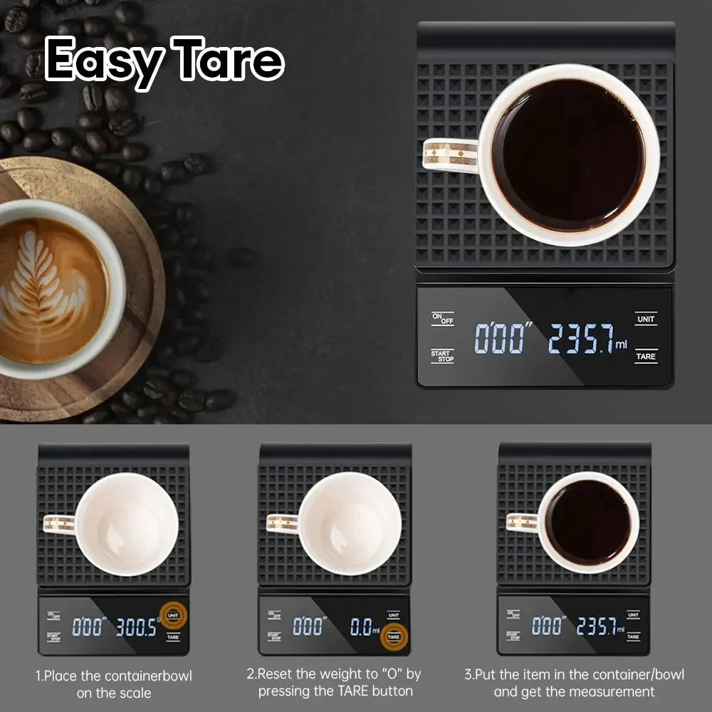 Bilancia da caffè digitale 3 kg con timer e precisione 0,1 g