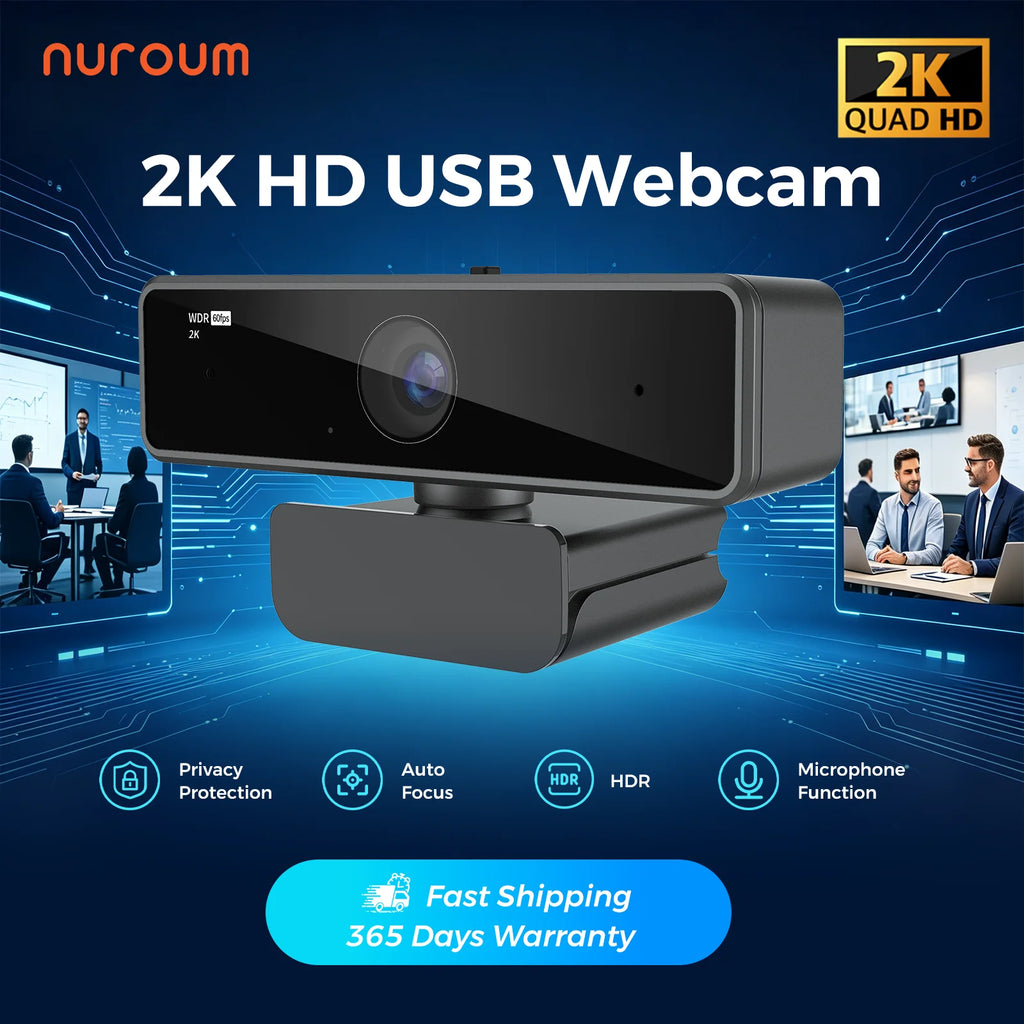 Webcam HD 1080P 60FPS 2K con Doppio Microfono Anti-Rumore