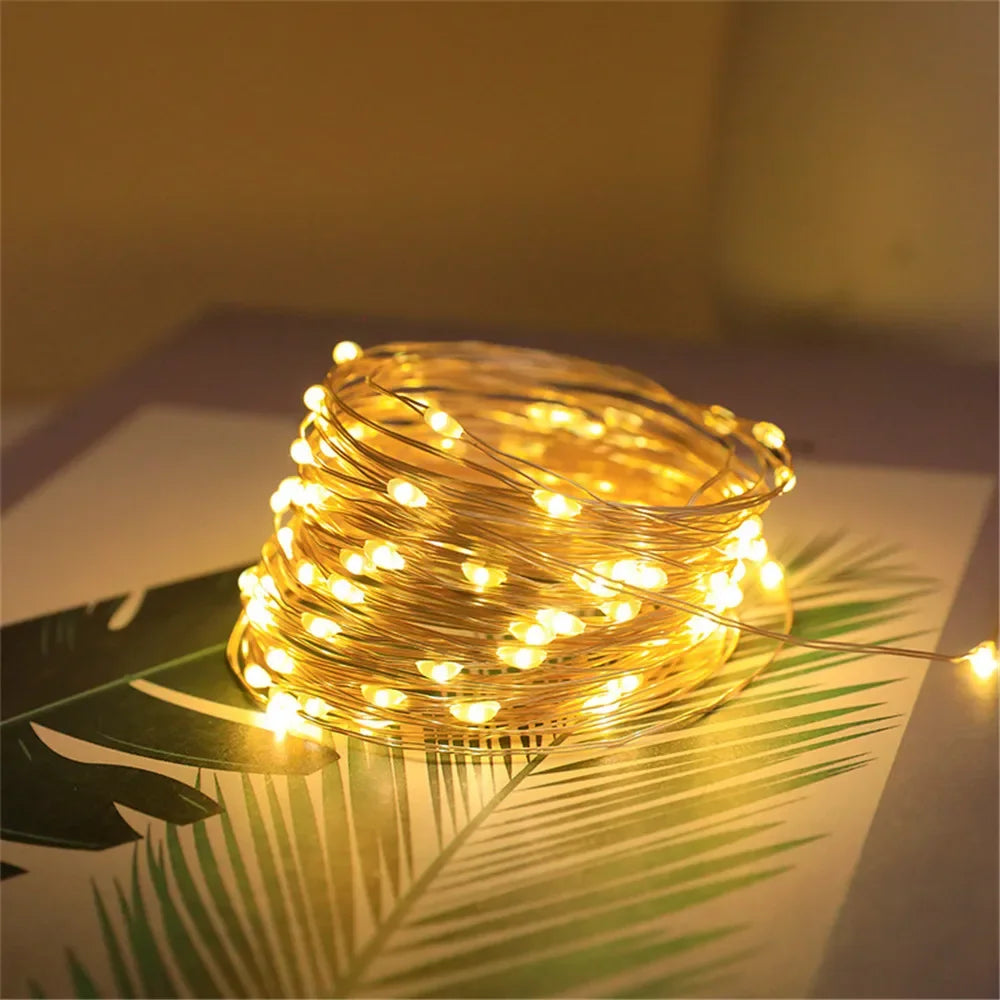 1pc 12m 100leds Solar String Fairy Lights Outdoor Path Garlands Lamp Patio Waterproof Christmas Wedding Garden Street Lights