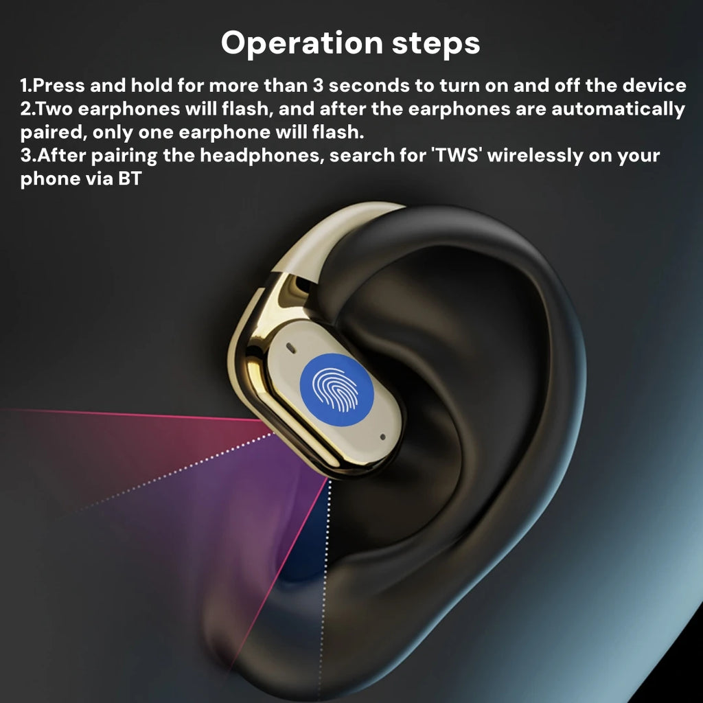 Auricolari wireless open‑ear con Bluetooth, 50h di autonomia, suono stereo,…