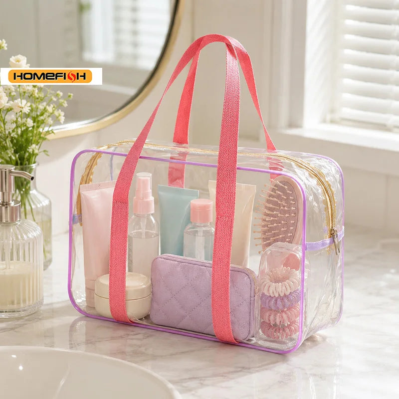 Borsa Tote Trasparente in PVC Grande Capacità, Impermeabile per Mare e Spiaggia