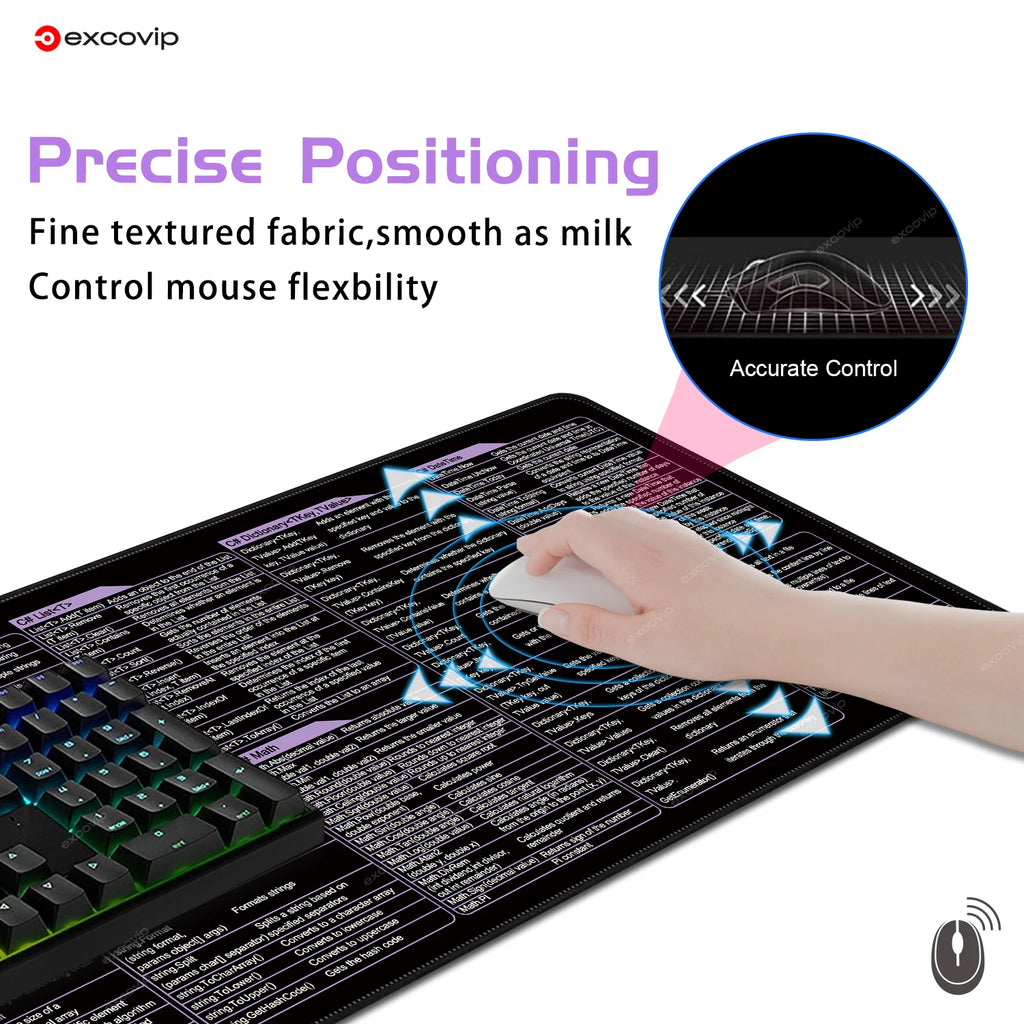 Tappetino per mouse grande con scorciatoie C# – superficie in tessuto ultra…