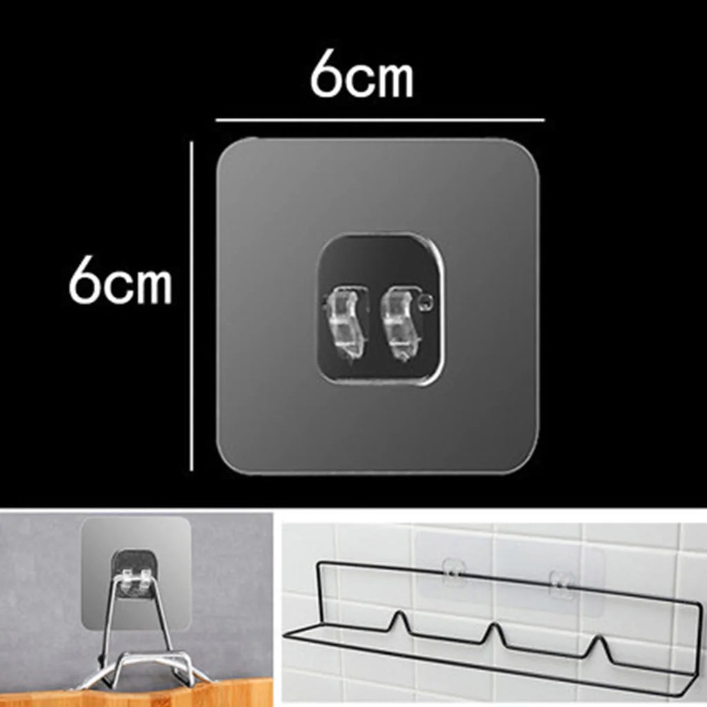 Ganci adesivi trasparenti per casa, set 10‑30‑50, impermeabili, capacità 2 kg