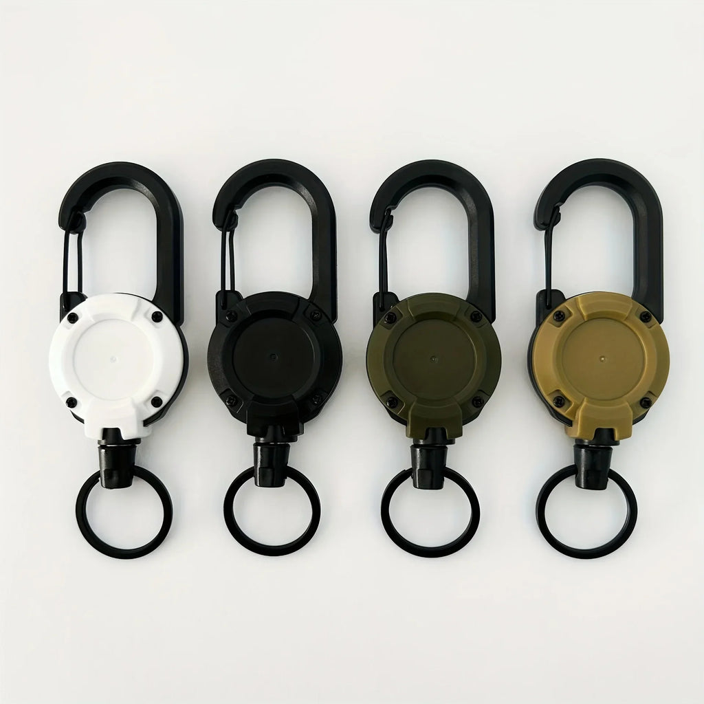 1/2/4 pcs Extendable Retractable Keychain Badge Reel with Heavy‑Duty Clip and Carabiner – Ideal for Men’s Outdoor Bags