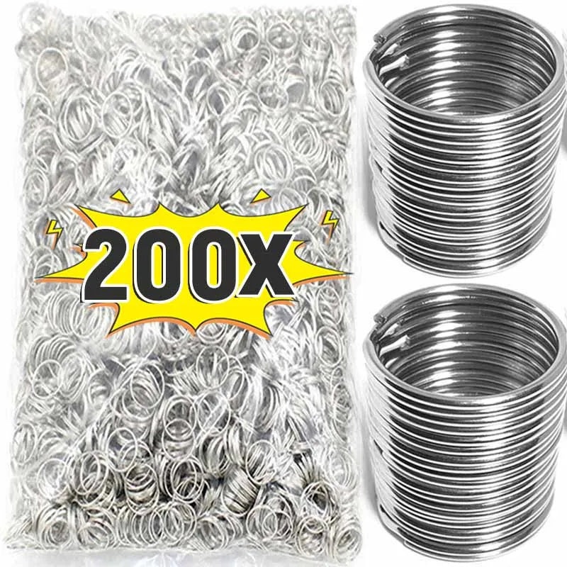 200/100pcs Stainless Steel Key Ring Key Chain 25mm Round Flat Round Split Keychain Polished Metal Blank Circle For DIY Findings