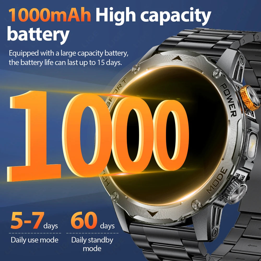Smartwatch sportivo con batteria da 1000 mAh, impermeabile IP68, Bluetooth 5.2…