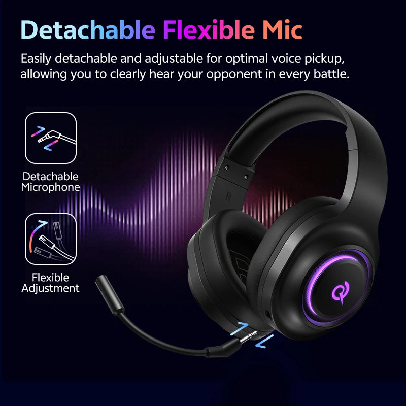 Cuffie Gaming Over-Ear Wireless 7.1 Surround, 50 mm, RGB e Mic Detrattile