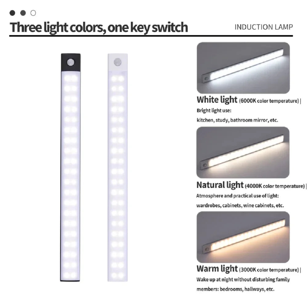 LED Bar Light con sensore di movimento ricaricabile USB – 30/40/50 cm