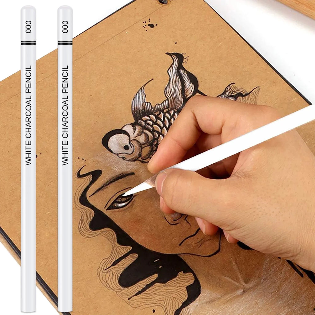 Set da 6-29 matite di carbone bianco per disegno e sfumatura - Pro Sketch