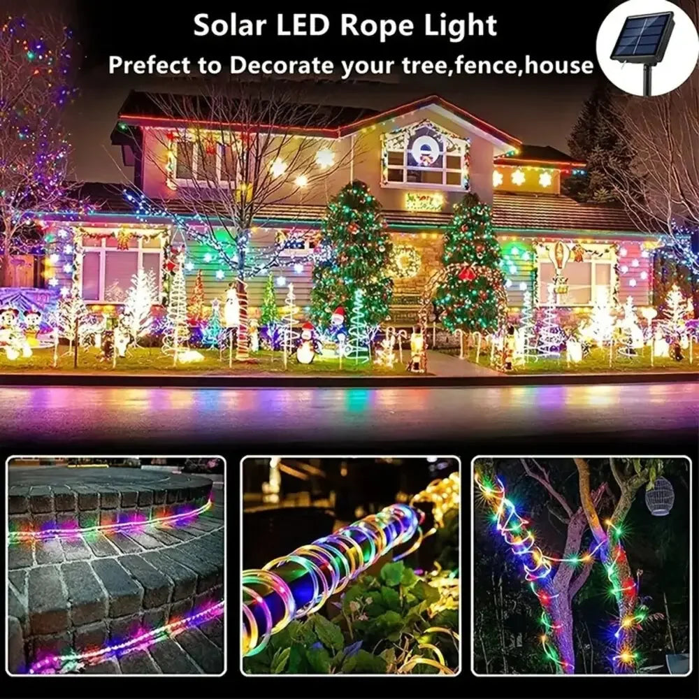 Filo LED Solare da Giardino 32 m – Luce Natalizia e Decorazioni per Eventi