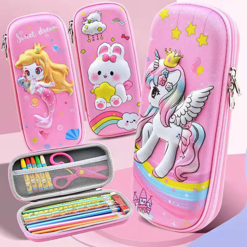 Astuccio 3D Kawaii in EVA, grande capacità, impermeabile, leggero per scuola
