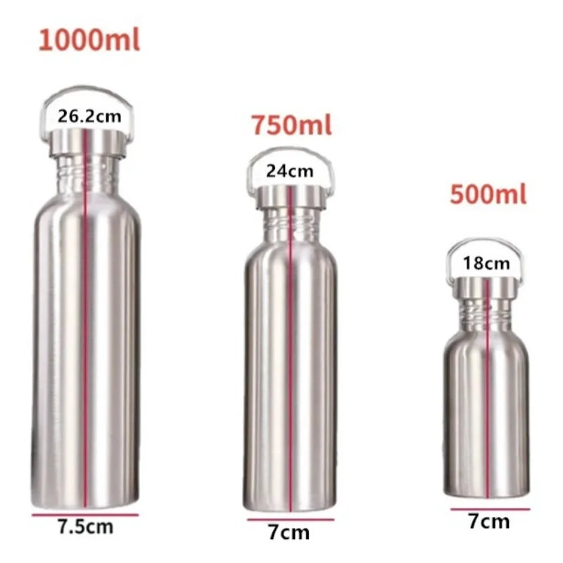 Bottiglia d'acqua in acciaio inox 500/750/1000 ml, grande capacità, bocca larga