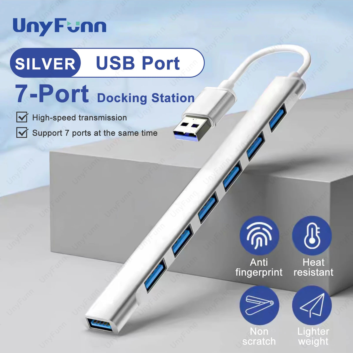 Hub USB 7 porte USB‑C 3.0, multi‑porta per MacBook, PC e laptop