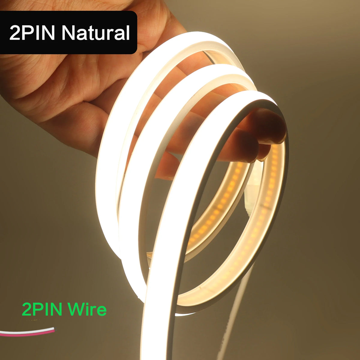 Striscia LED Neon 5V USB, 320 LED/m, dimmer, IP68, luce calda/bianca