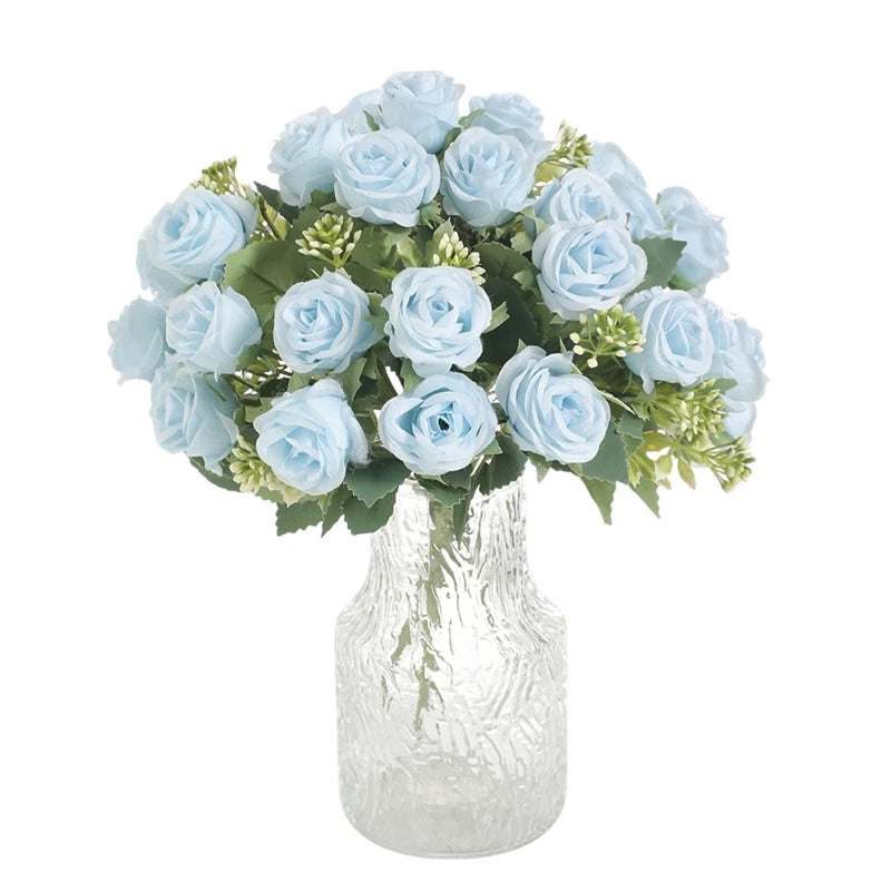 Rose Artificial Flowers Bouquet Silk Fake Flower for Home Decor Table Wedding Decoration Party Bride DIY Vase Flower Arrangement