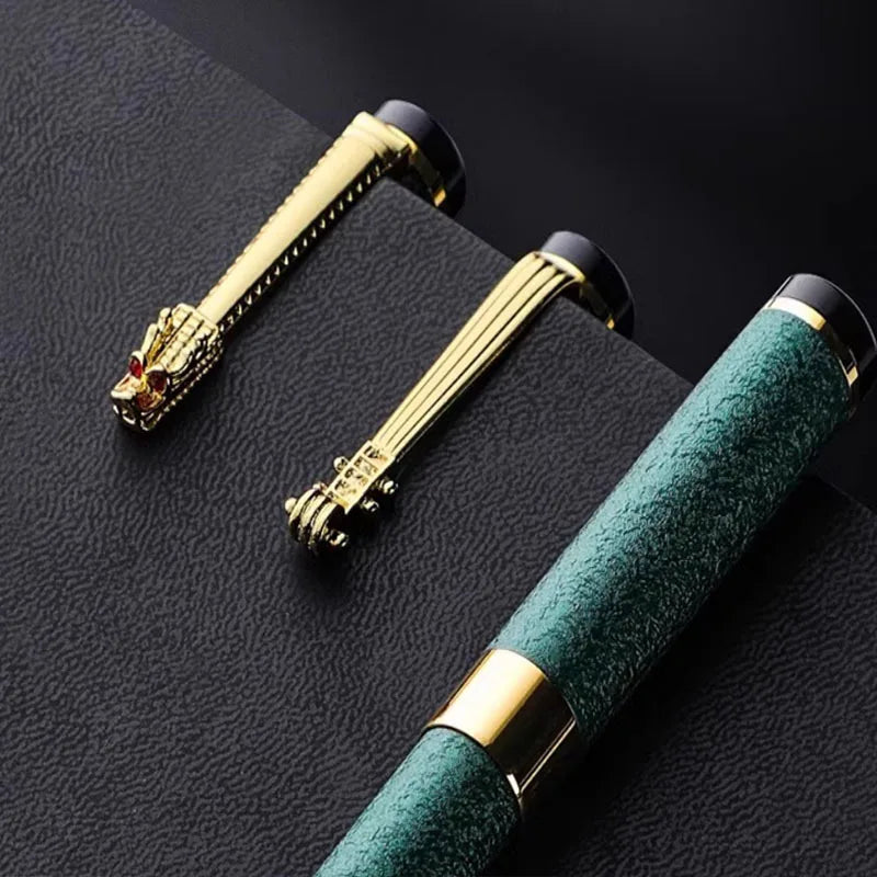 Set 4 penne a sfera Testa di Drago – Oro, Argento, Nero, punta 0.5 mm