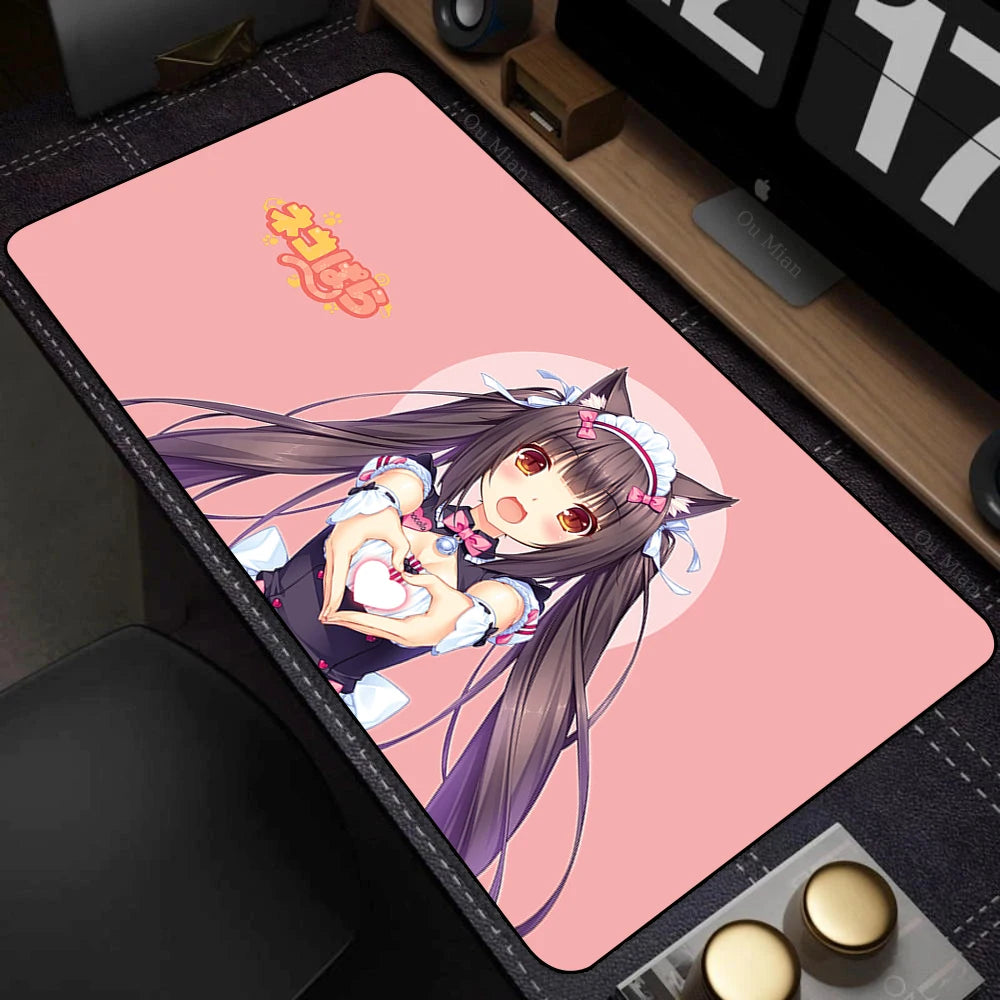 XXL Home HD Computer Desk Mats Mouse Pad Nekopara Mousepad Carpet Gamer Office Laptop Soft Mouse Mat Desktop Mouse Mats 90x40cm