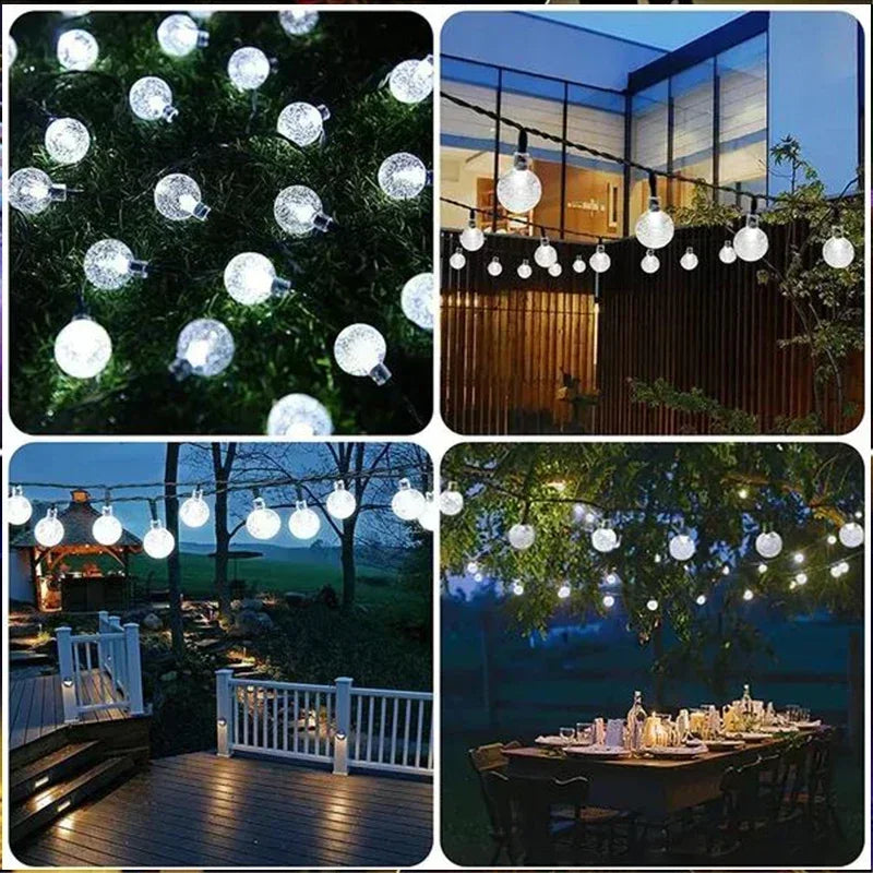Luci a LED solari per esterno, catena decorativa 8 modalità, impermeabili IP65