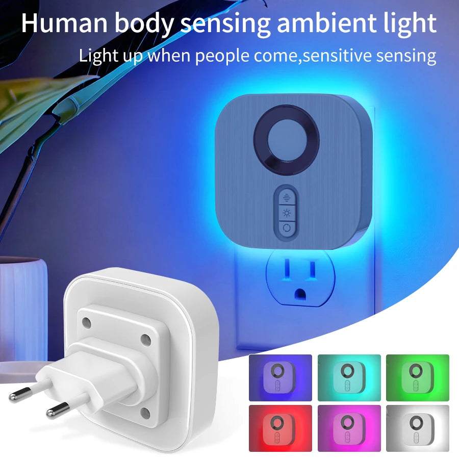 Lampada LED da parete con sensore di movimento, presa EU, luce notturna 3000K