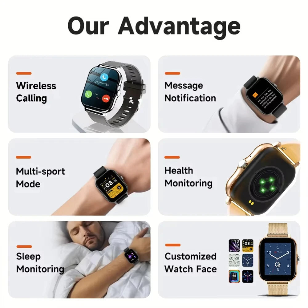 Smartwatch 2025 con touch full, chiamate Bluetooth e monitor fitness