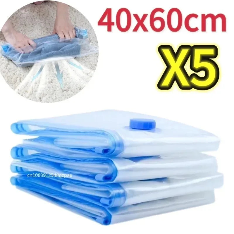 Sacchetti sottovuoto 3/5 pezzi per abiti e biancheria – compressione e spazio