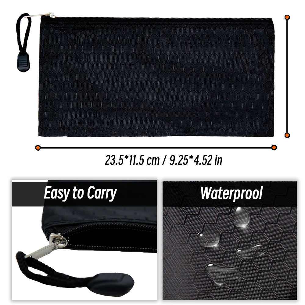 Portapenne griglia impermeabile con zip, 8 colori, tasca per banconote e trucchi