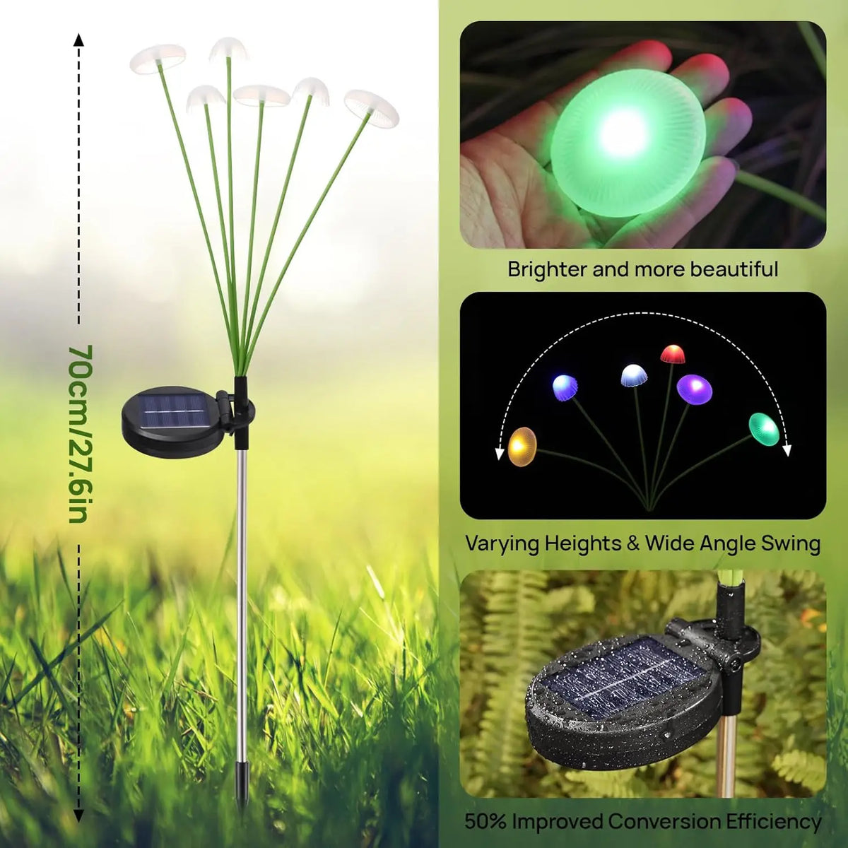 Lampade Solari a Forma di Fungo Dual Mode, LED Impermeabili per Patio