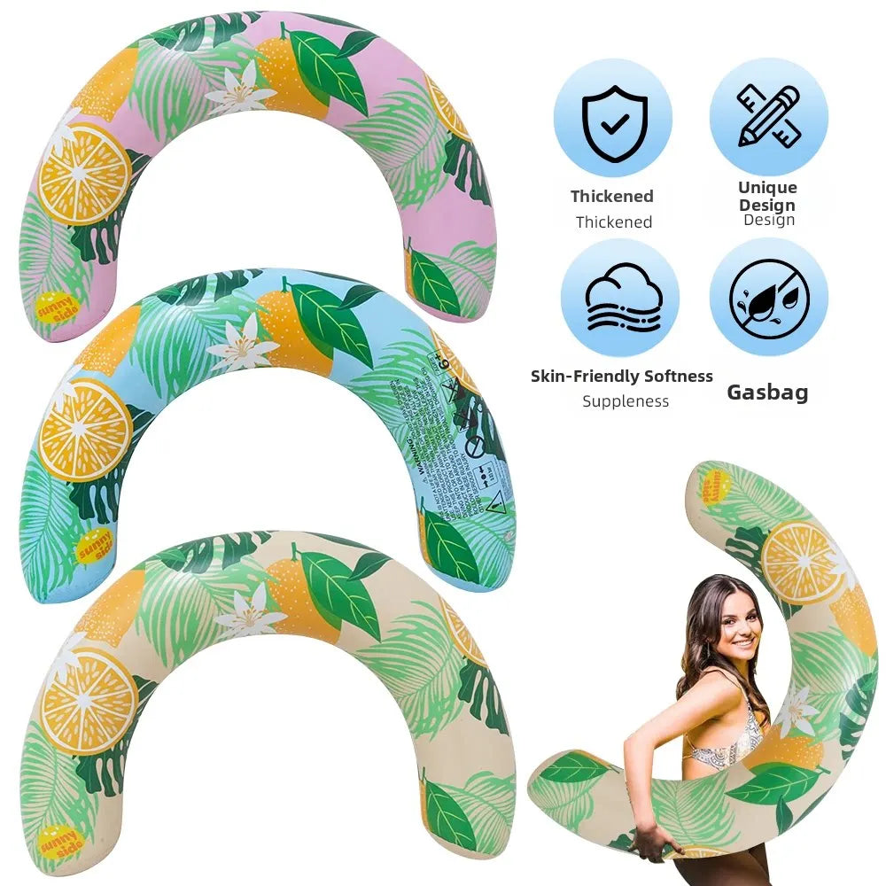 U Shaped Inflatable Swim Ring Pool Floatie Comfortable Neck & Back Support Floating Tube for Pool Beach Water Sports