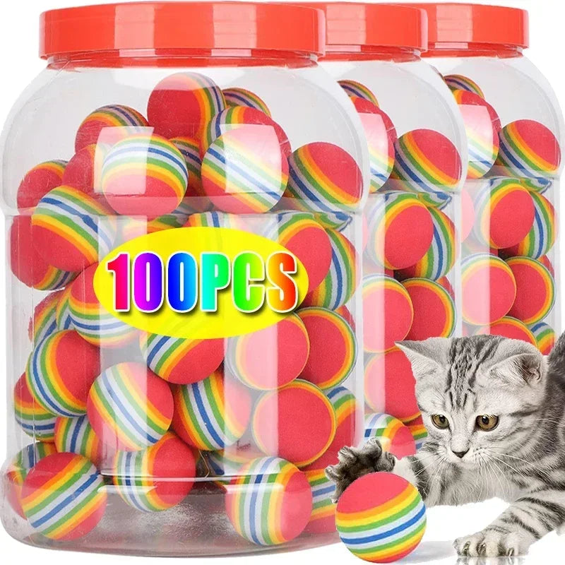 Palline giocose arcobaleno EVA per cani e gatti – Set da 10/30/50/100