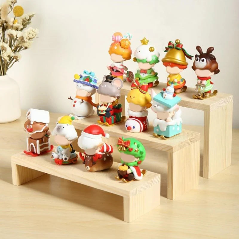 U-Shaped Stepped Wooden Display Stand Portable Shelves Organizers Perfume Doll Cupcakes Jewelry Storage Organization