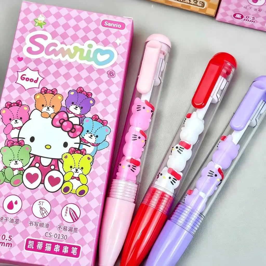 3pcs Stationery Set Sanrio Hello Kitty Gel Pen Set Sanrio 0.5Mm Black Personality Ins Wind Fun Decompression Pen Students Learn