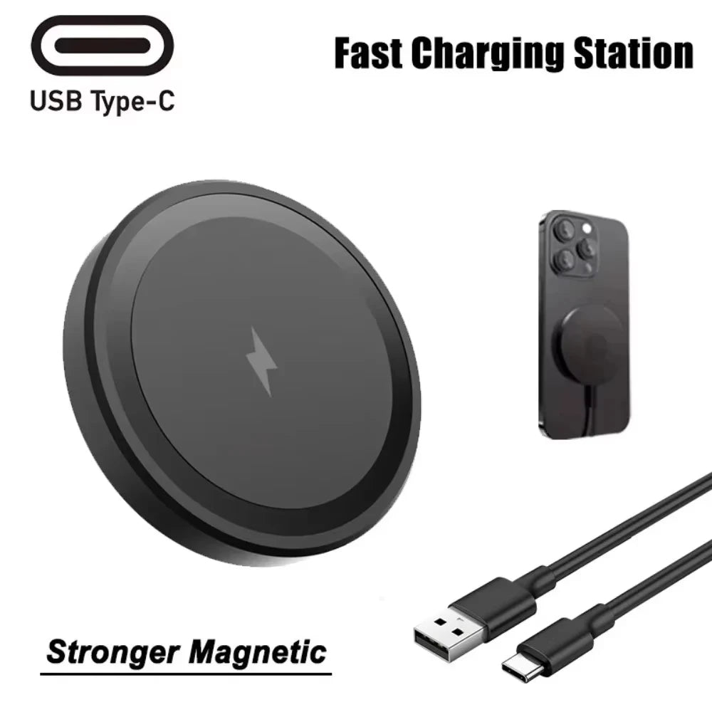 Caricatore Wireless Magnetico 15W per iPhone 13‑18, Slim e Portatile